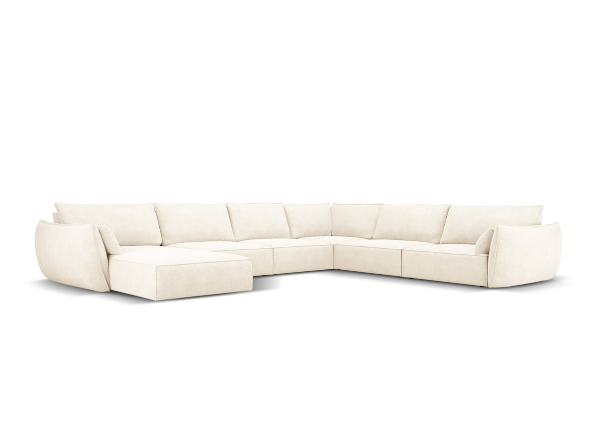 Kaelle Panoramic Corner Sofa, 8 Seats, 384x284 cm — Light Beige / Right