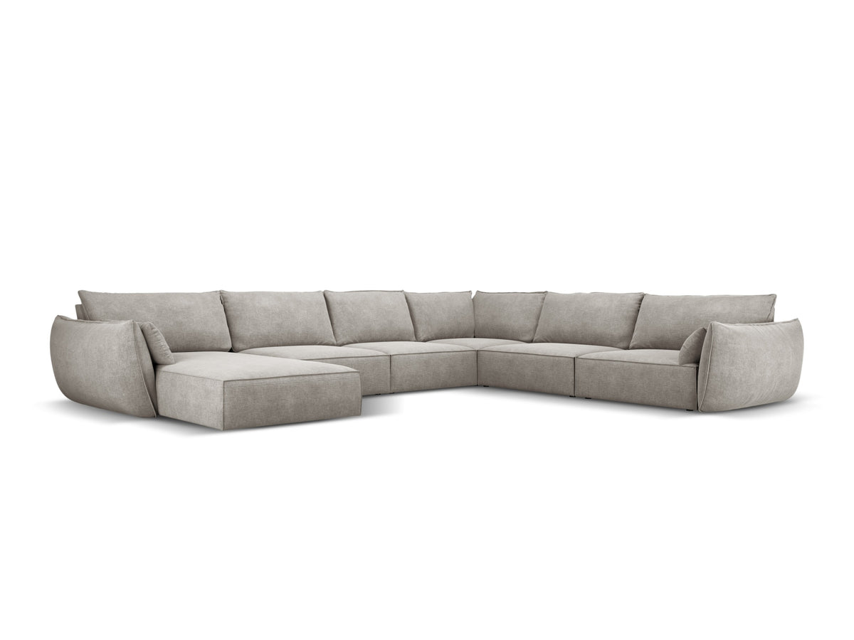 Kaelle Panoramic Corner Sofa, 8 Seats, 384x284 cm — Light Grey / Right