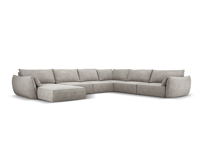 Kaelle Panoramic Corner Sofa, 8 Seats, 384x284 cm — Light Grey / Right