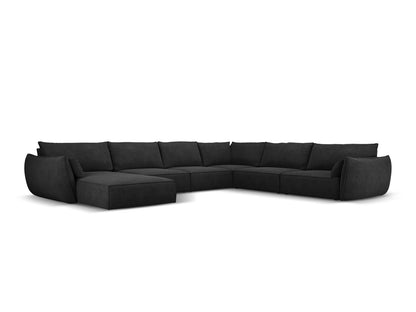 Kaelle Panoramic Corner Sofa, 8 Seats, 384x284 cm — Black / Right