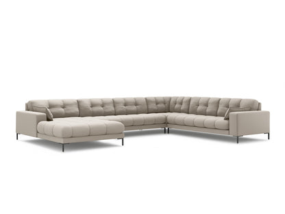 Mamaia Panoramic Corner Sofa, 7 Seats, 327x256 cm — Beige / Right