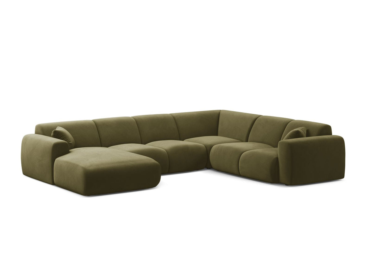 Molino Modular Panoramic Corner Sofa, 6 Seats, 326x252 cm — Light Green / Right