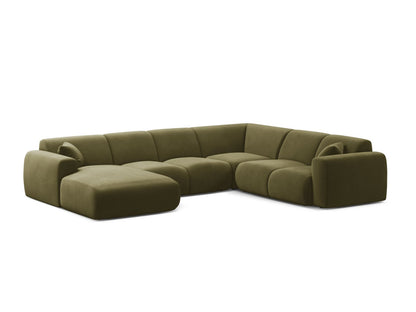 Molino Modular Panoramic Corner Sofa, 6 Seats, 326x252 cm — Light Green / Right
