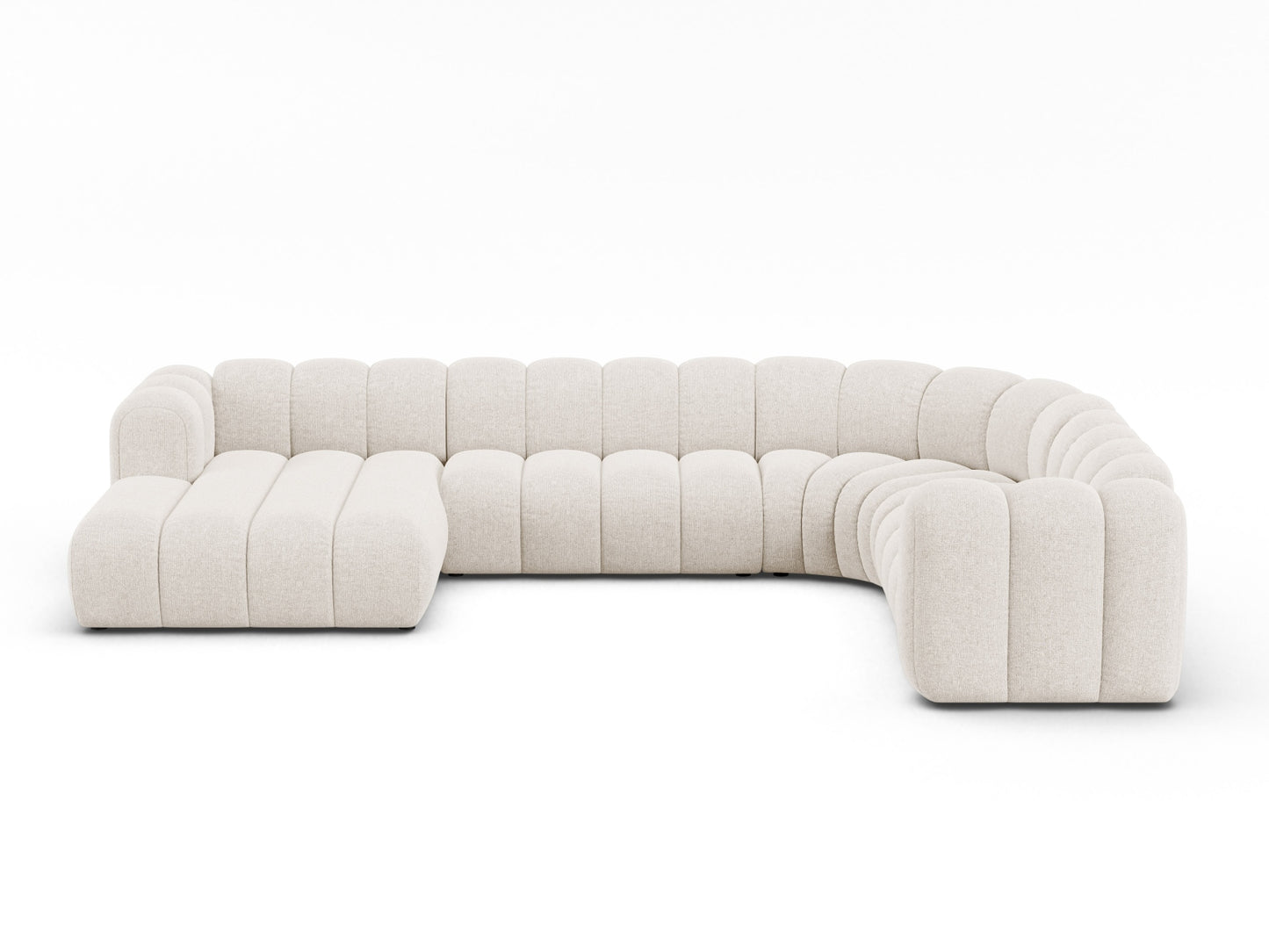 Lupine Modular Panoramic Corner Sofa, 6 Seats, 370x280 cm — Light Beige / Right