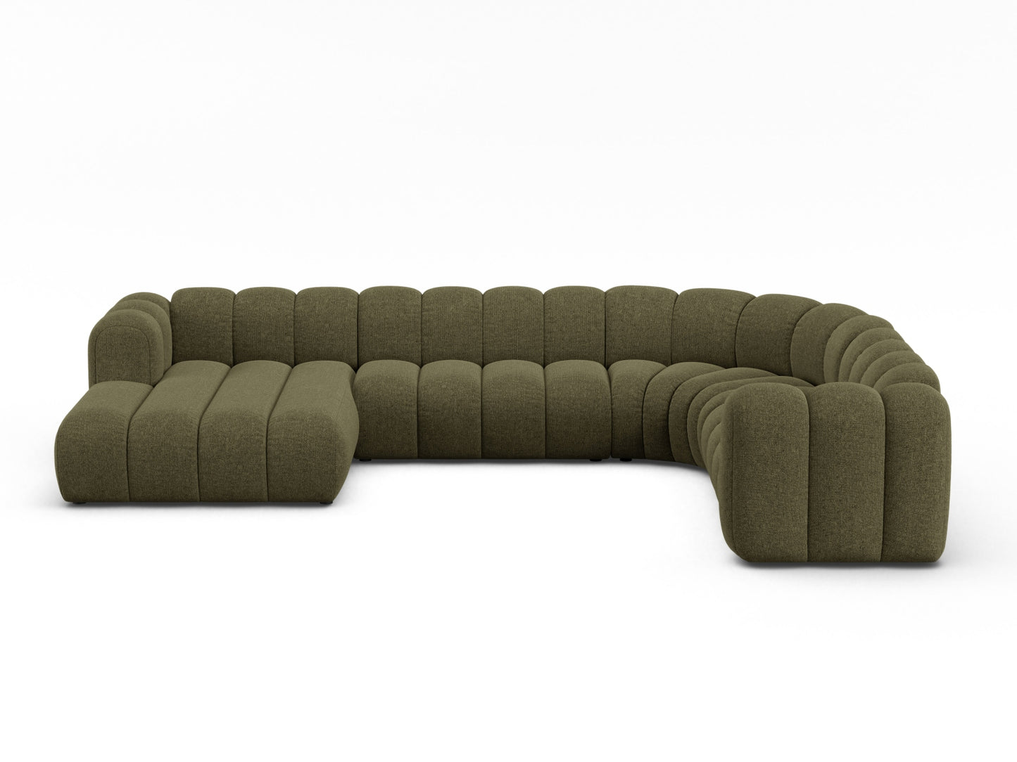 Lupine Modular Panoramic Corner Sofa, 6 Seats, 370x280 cm — Green / Right