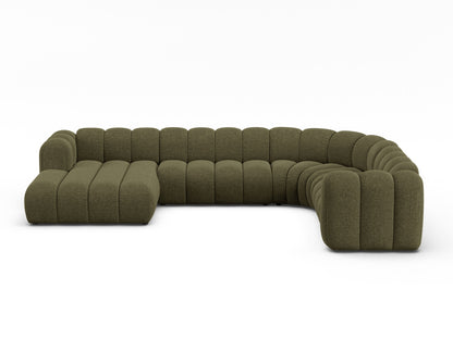 Lupine Modular Panoramic Corner Sofa, 6 Seats, 370x280 cm — Green / Right