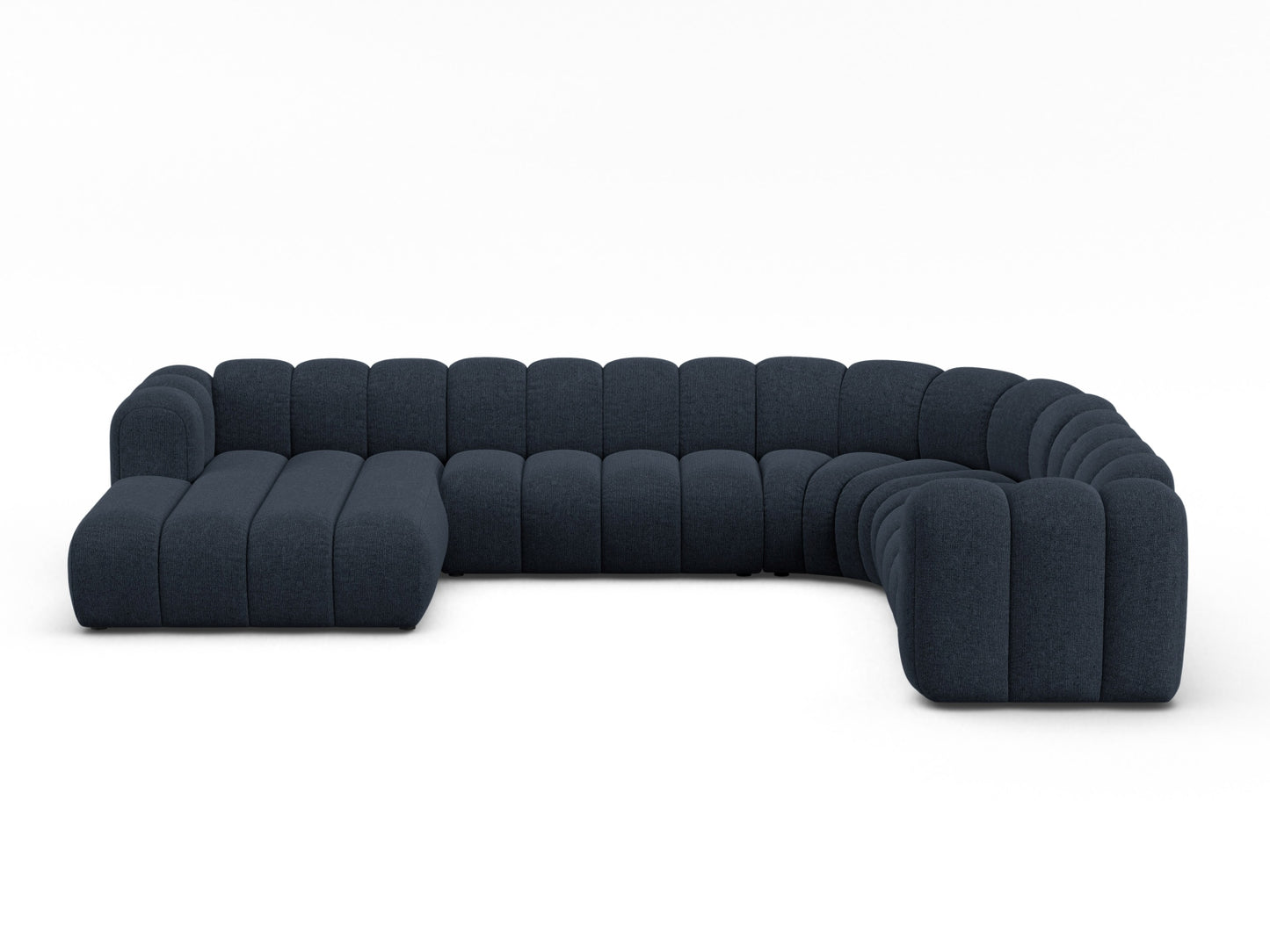 Lupine Modular Panoramic Corner Sofa, 6 Seats, 370x280 cm — Navy Blue / Right