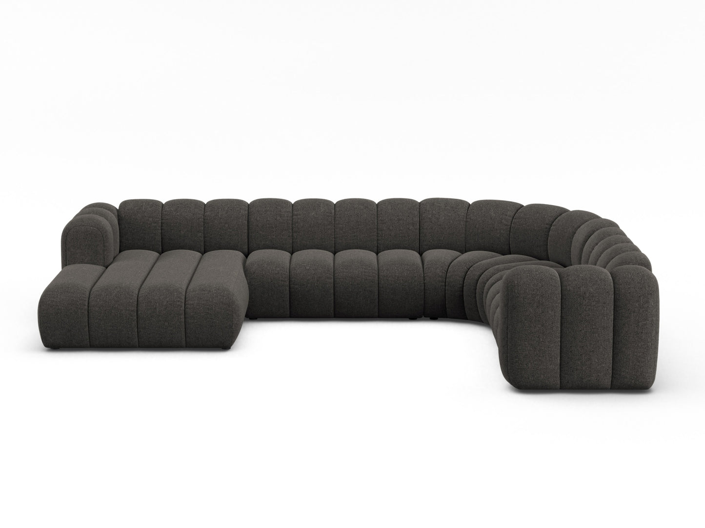 Lupine Modular Panoramic Corner Sofa, 6 Seats, 370x280 cm — Dark Grey / Right