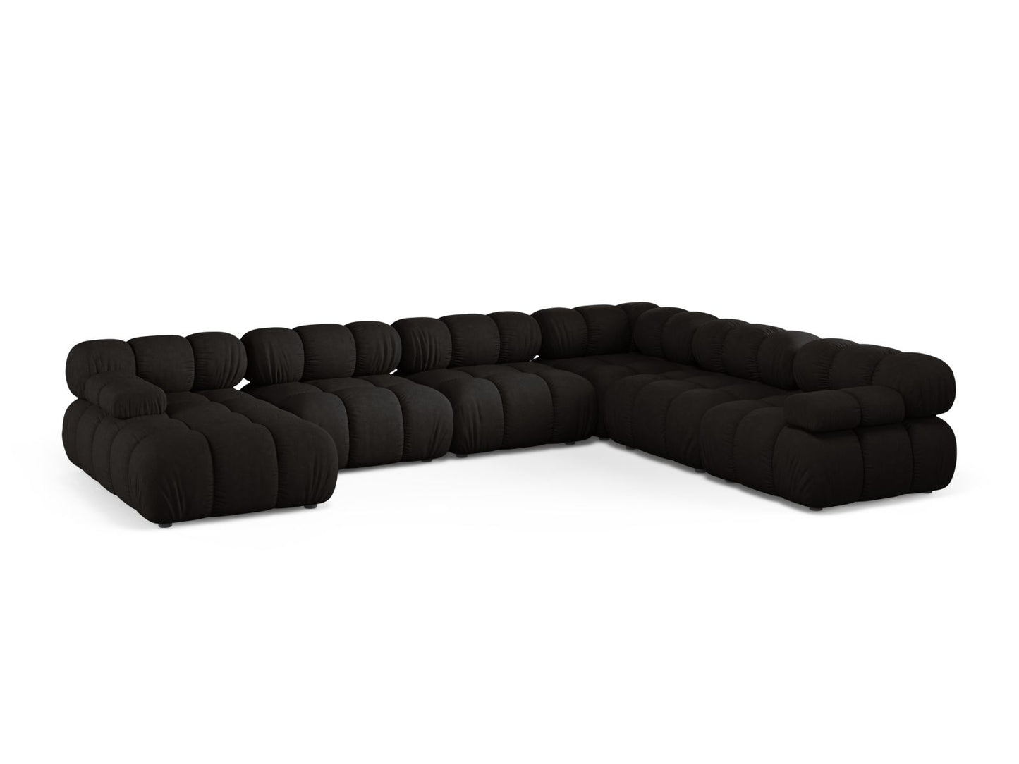 Bellis Modular Panoramic Corner Sofa, 8 Seats, 376x282 cm — Black / Right
