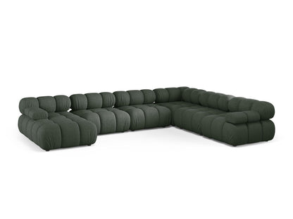 Bellis Modular Panoramic Corner Sofa, 8 Seats, 376x282 cm — Moss Green / Right
