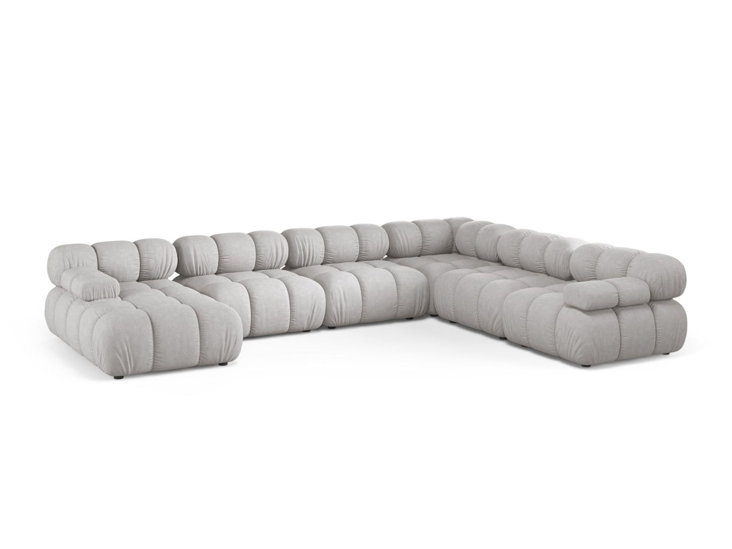Bellis Modular Panoramic Corner Sofa, 8 Seats, 376x282 cm — Light Grey / Right