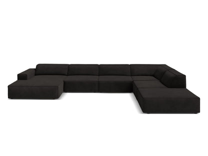 Jodie Modular Panoramic Corner Sofa, 7 Seats, 361x258 cm — Black / Right