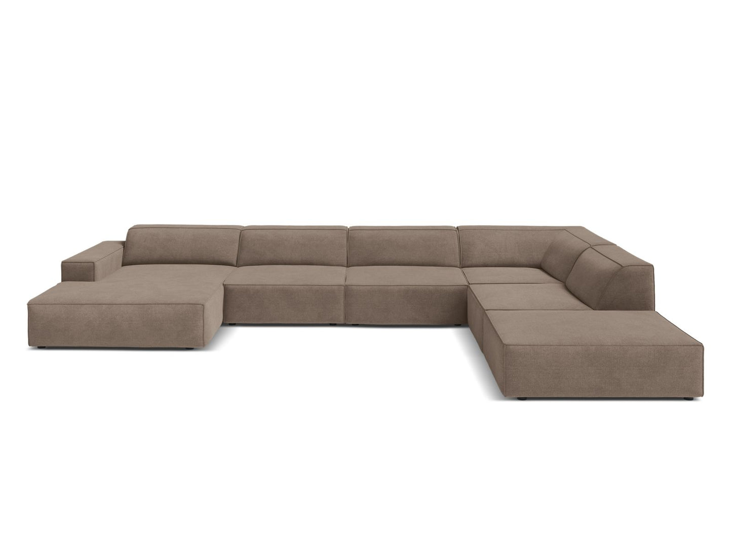 Jodie Modular Panoramic Corner Sofa, 7 Seats, 361x258 cm — Cappuccino / Right