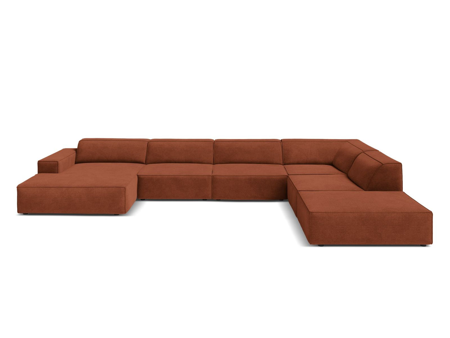 Jodie Modular Panoramic Corner Sofa, 7 Seats, 361x258 cm — Brick / Right