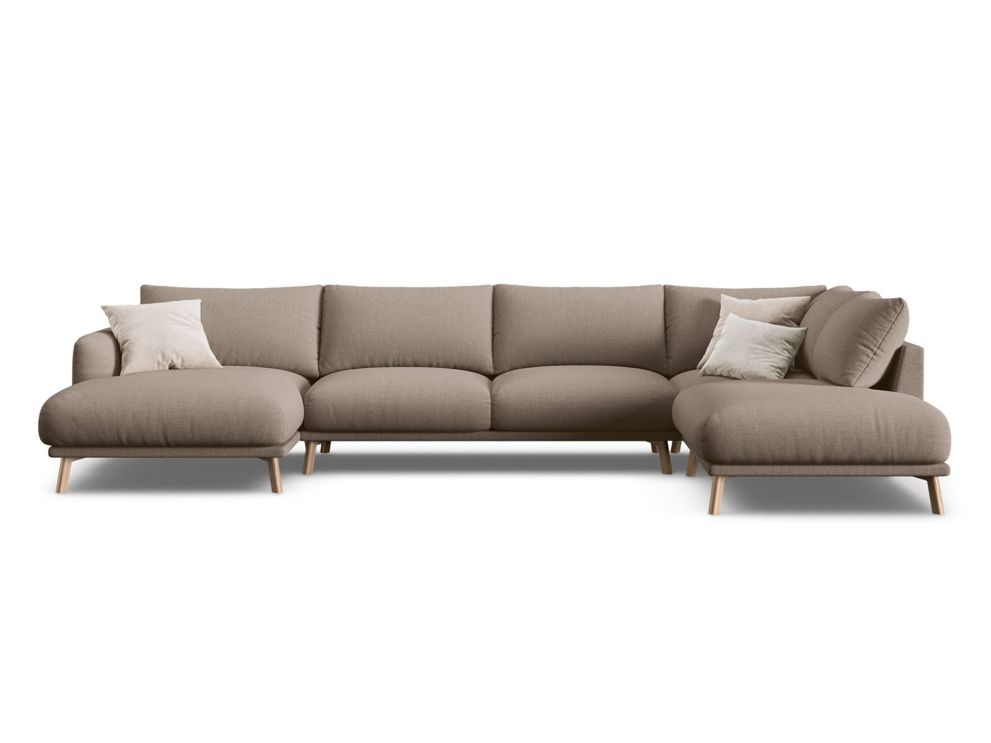 Naomi Panoramic Corner Sofa, 6 Seats, 365x235 cm — Cappuccino / Right