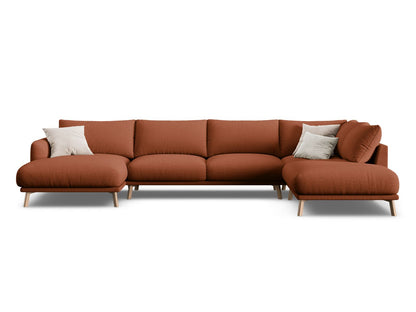 Naomi Panoramic Corner Sofa, 6 Seats, 365x235 cm — Brick / Right