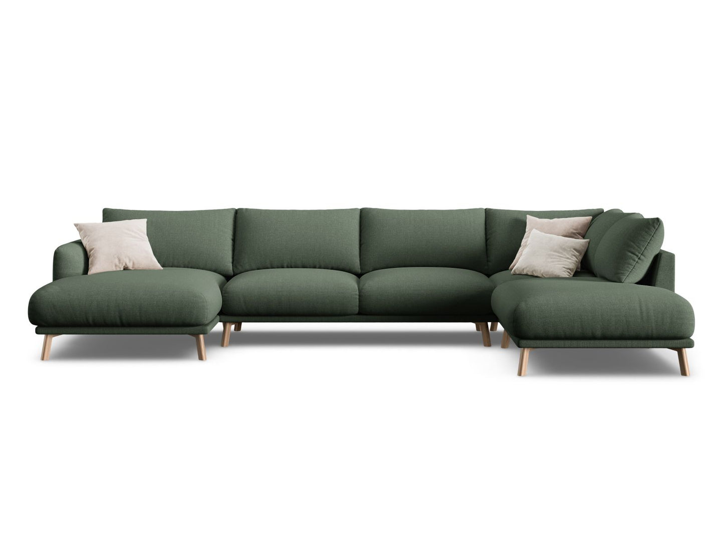 Naomi Panoramic Corner Sofa, 6 Seats, 365x235 cm — Moss Green / Right
