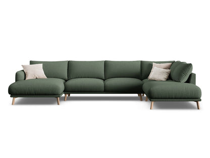 Naomi Panoramic Corner Sofa, 6 Seats, 365x235 cm — Moss Green / Right