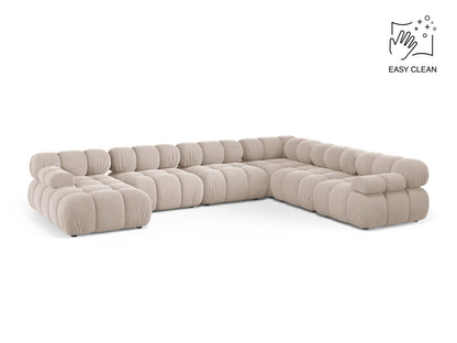 Bellis Modular Panoramic Corner Sofa, 8 Seats, 376x282 cm — Light Beige / Right
