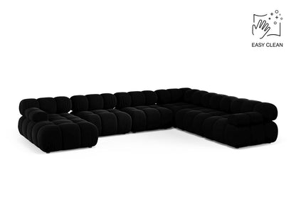 Bellis Modular Panoramic Corner Sofa, 8 Seats, 376x282 cm — Black / Right