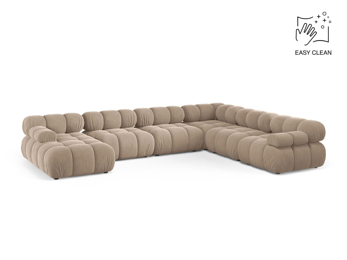 Bellis Modular Panoramic Corner Sofa, 8 Seats, 376x282 cm — Beige / Right