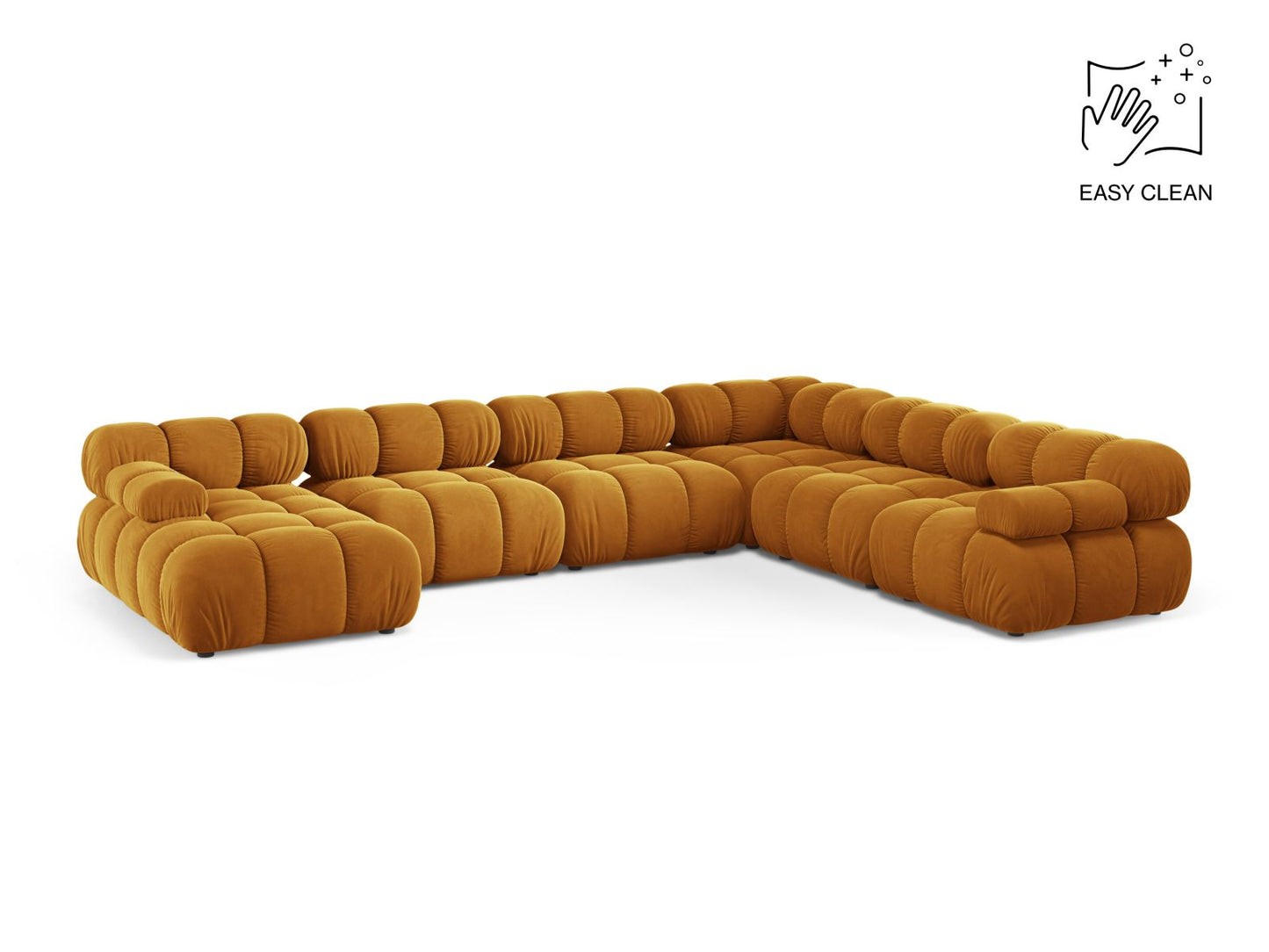 Bellis Modular Panoramic Corner Sofa, 8 Seats, 376x282 cm — Yellow / Right