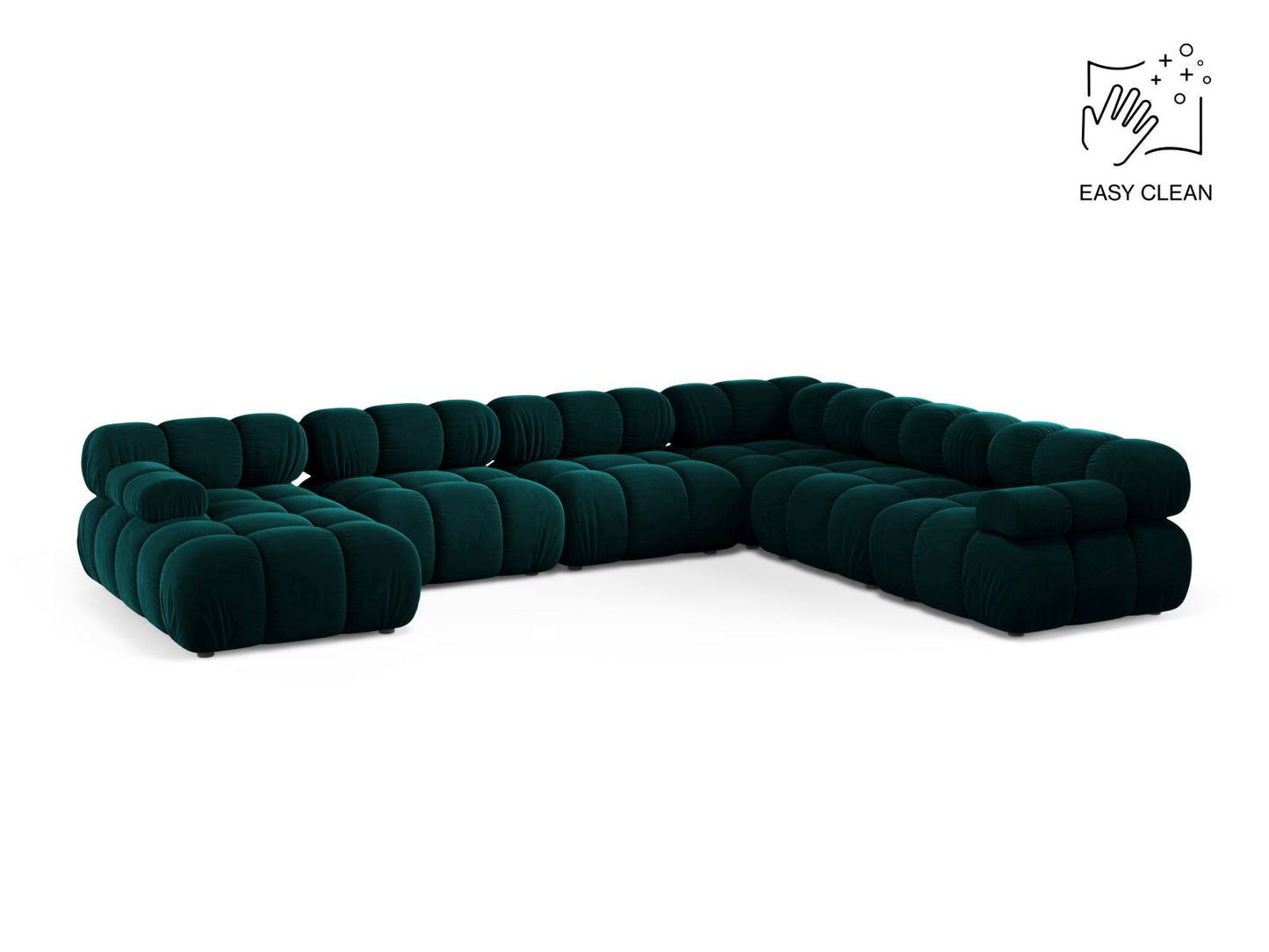 Bellis Modular Panoramic Corner Sofa, 8 Seats, 376x282 cm — Deep Petrol / Right