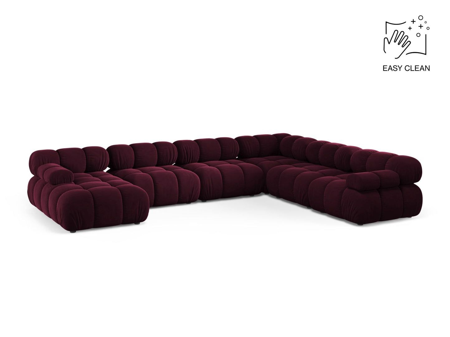 Bellis Modular Panoramic Corner Sofa, 8 Seats, 376x282 cm — Burgundy / Right