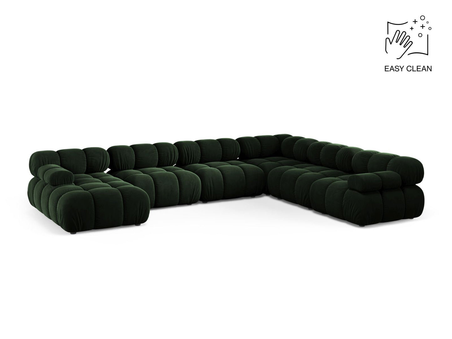 Bellis Modular Panoramic Corner Sofa, 8 Seats, 376x282 cm — Bottle Green / Right