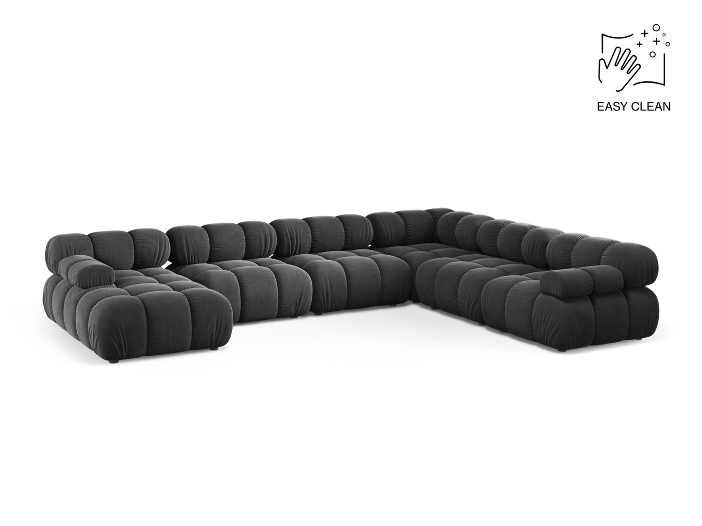 Bellis Modular Panoramic Corner Sofa, 8 Seats, 376x282 cm — Grey / Right