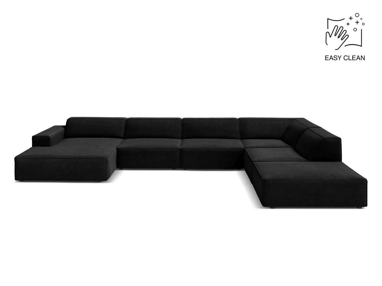 Jodie Modular Panoramic Corner Sofa, 7 Seats, 361x258 cm — Black / Right