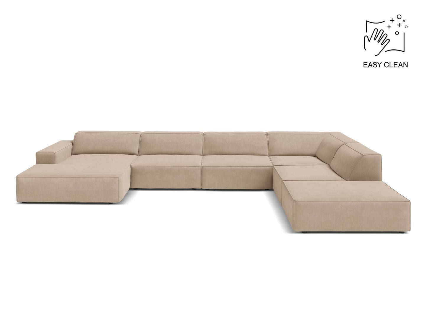 Jodie Modular Panoramic Corner Sofa, 7 Seats, 361x258 cm — Beige / Right
