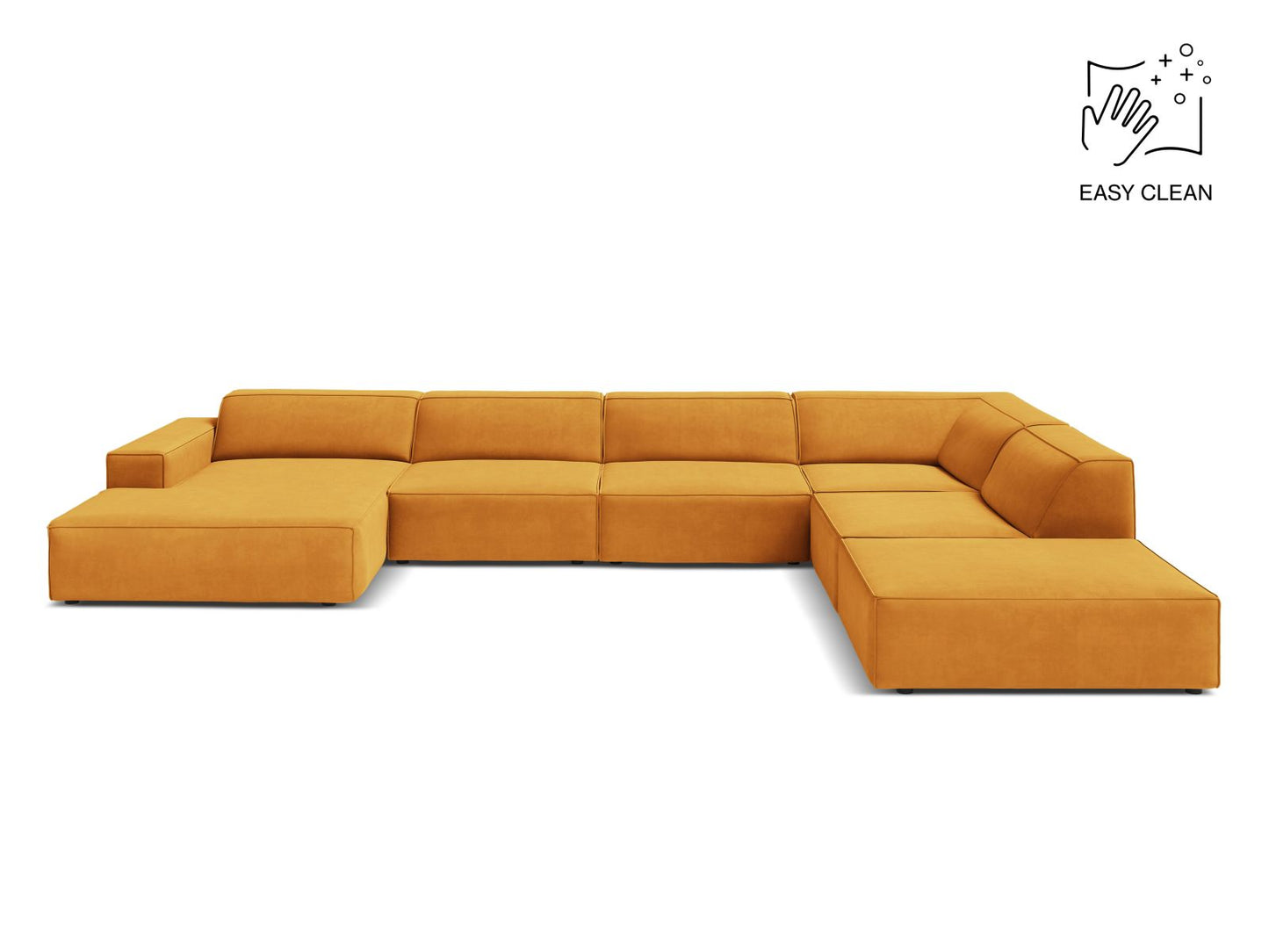 Jodie Modular Panoramic Corner Sofa, 7 Seats, 361x258 cm — Yellow / Right