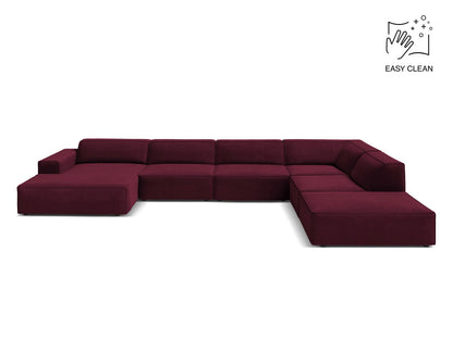 Jodie Modular Panoramic Corner Sofa, 7 Seats, 361x258 cm — Burgundy / Right