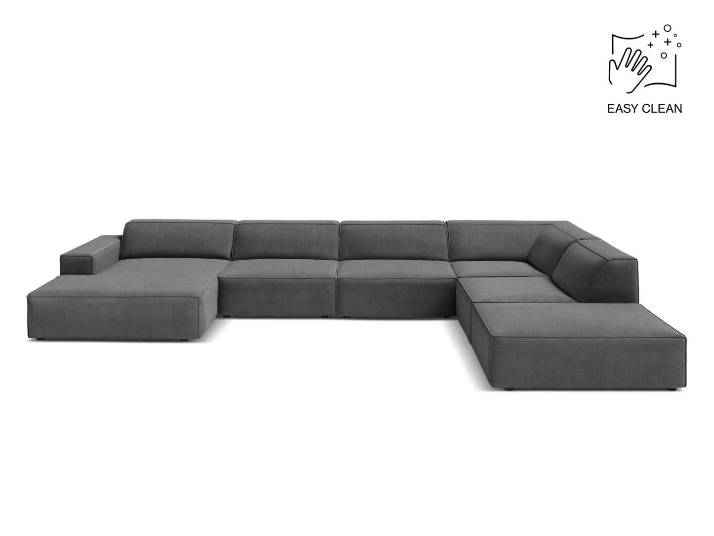 Jodie Modular Panoramic Corner Sofa, 7 Seats, 361x258 cm — Grey / Right