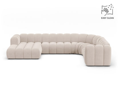 Lupine Modular Panoramic Corner Sofa, 6 Seats, 370x280 cm — Light Beige / Right