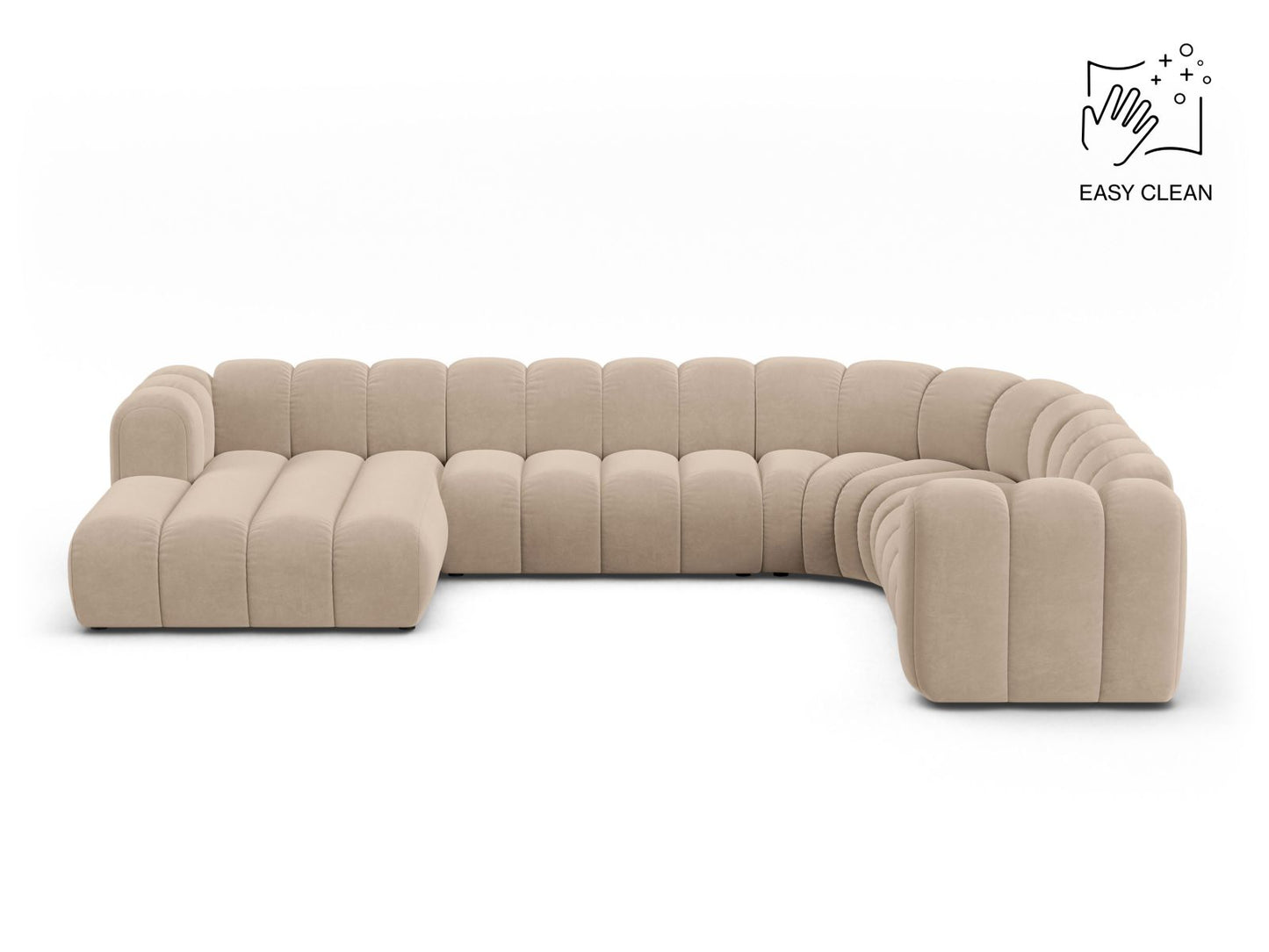Lupine Modular Panoramic Corner Sofa, 6 Seats, 370x280 cm — Beige / Right