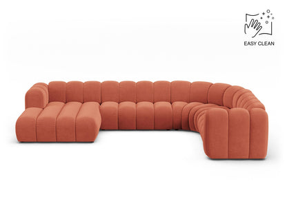 Lupine Modular Panoramic Corner Sofa, 6 Seats, 370x280 cm — Coral / Right