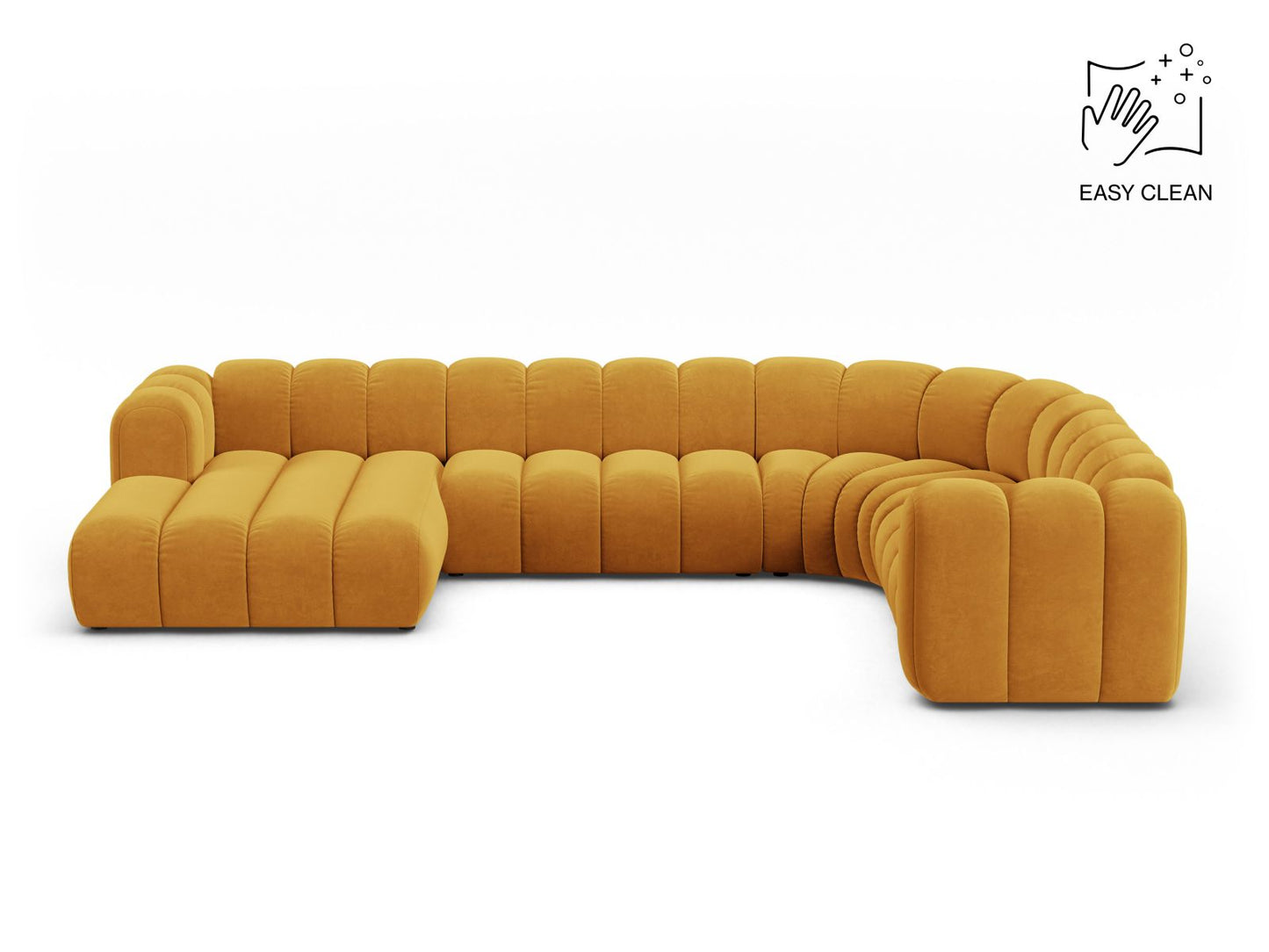 Lupine Modular Panoramic Corner Sofa, 6 Seats, 370x280 cm — Yellow / Right