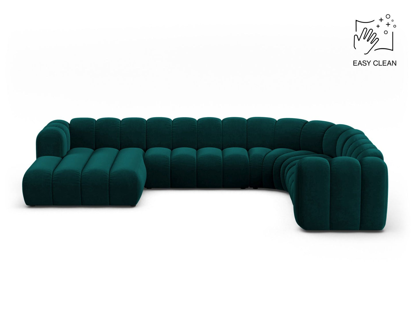 Lupine Modular Panoramic Corner Sofa, 6 Seats, 370x280 cm — Deep Petrol / Right