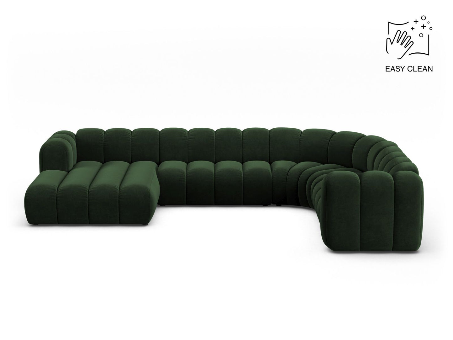 Lupine Modular Panoramic Corner Sofa, 6 Seats, 370x280 cm — Bottle Green / Right