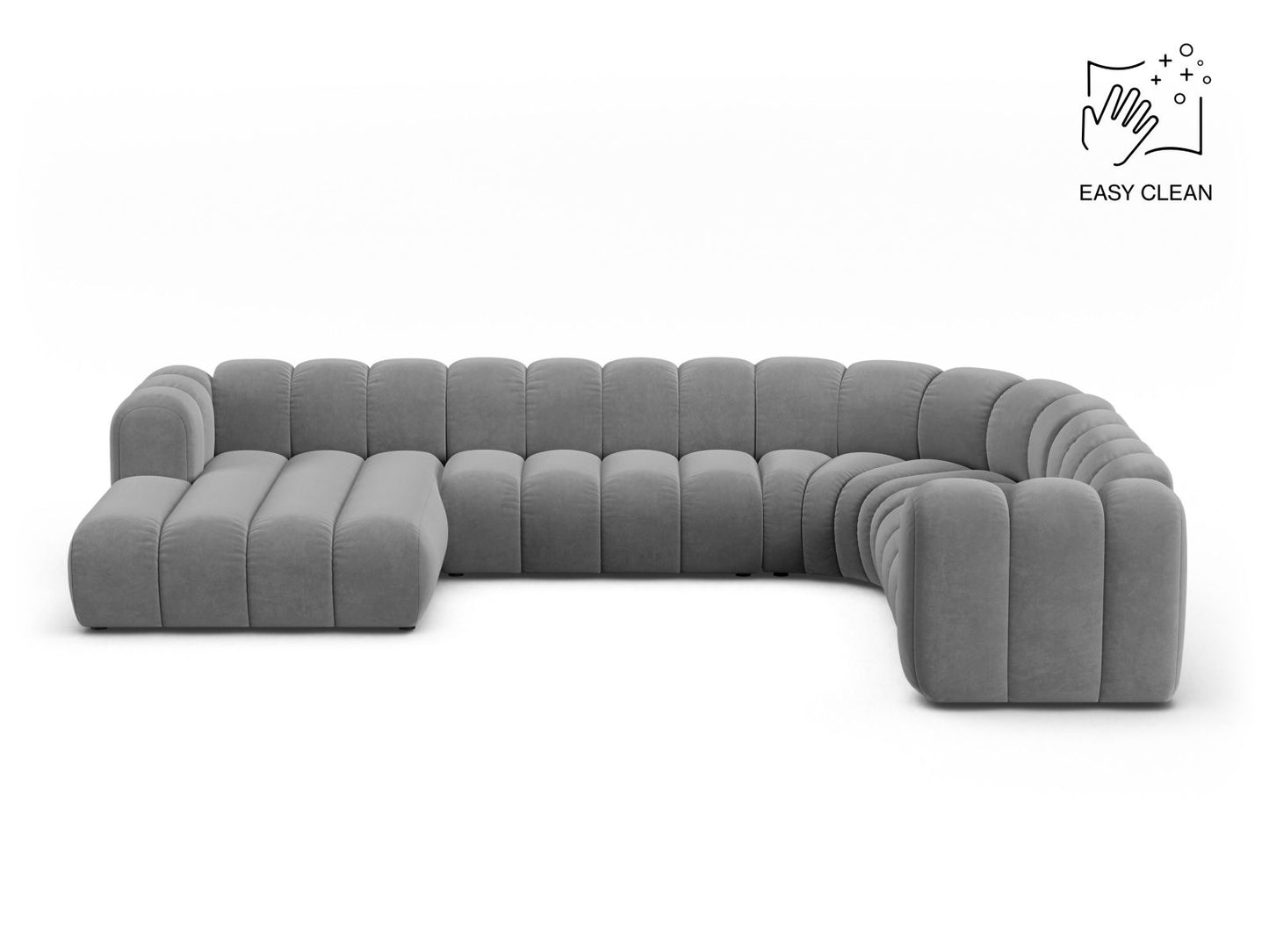 Lupine Modular Panoramic Corner Sofa, 6 Seats, 370x280 cm — Light Grey / Right