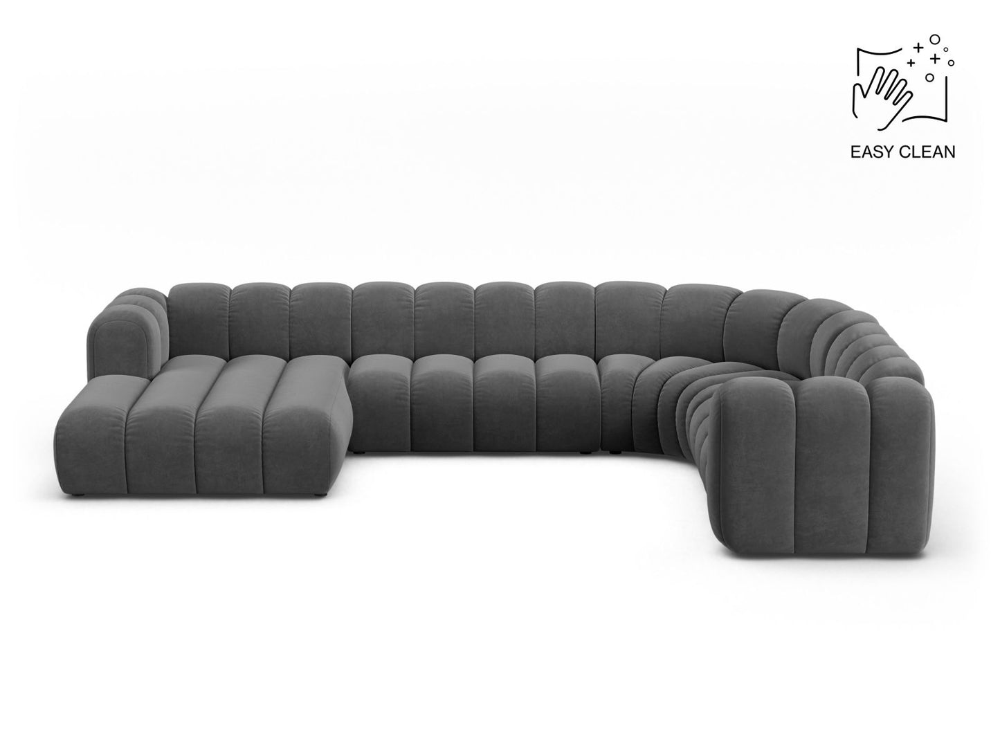 Lupine Modular Panoramic Corner Sofa, 6 Seats, 370x280 cm — Grey / Right
