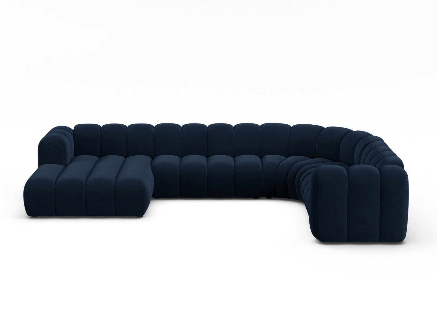 Lupine Modular Panoramic Corner Sofa, 6 Seats, 370x280 cm — Royal Blue / Right