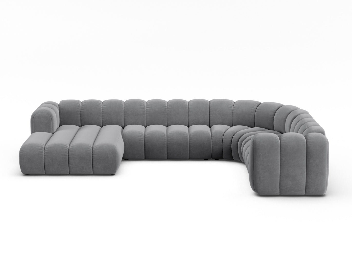 Lupine Modular Panoramic Corner Sofa, 6 Seats, 370x280 cm — Grey / Right