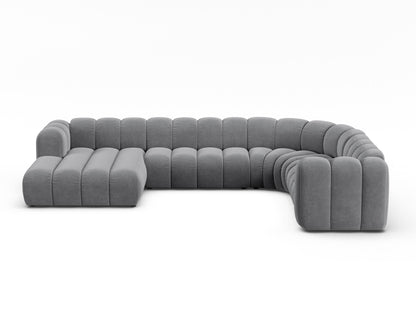 Lupine Modular Panoramic Corner Sofa, 6 Seats, 370x280 cm — Grey / Right