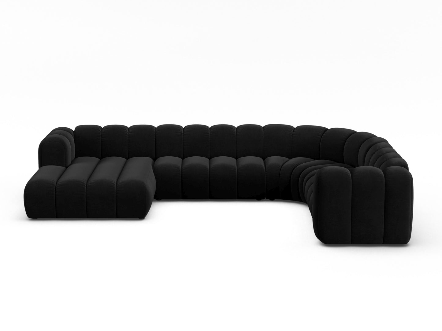 Lupine Modular Panoramic Corner Sofa, 6 Seats, 370x280 cm — Black / Right