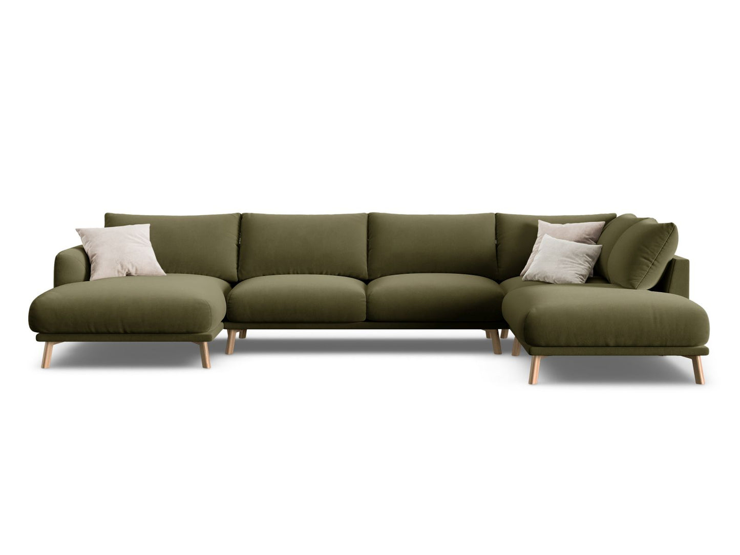 Naomi Panoramic Corner Sofa, 6 Seats, 365x235 cm — Green / Right