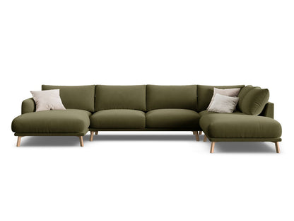 Naomi Panoramic Corner Sofa, 6 Seats, 365x235 cm — Green / Right