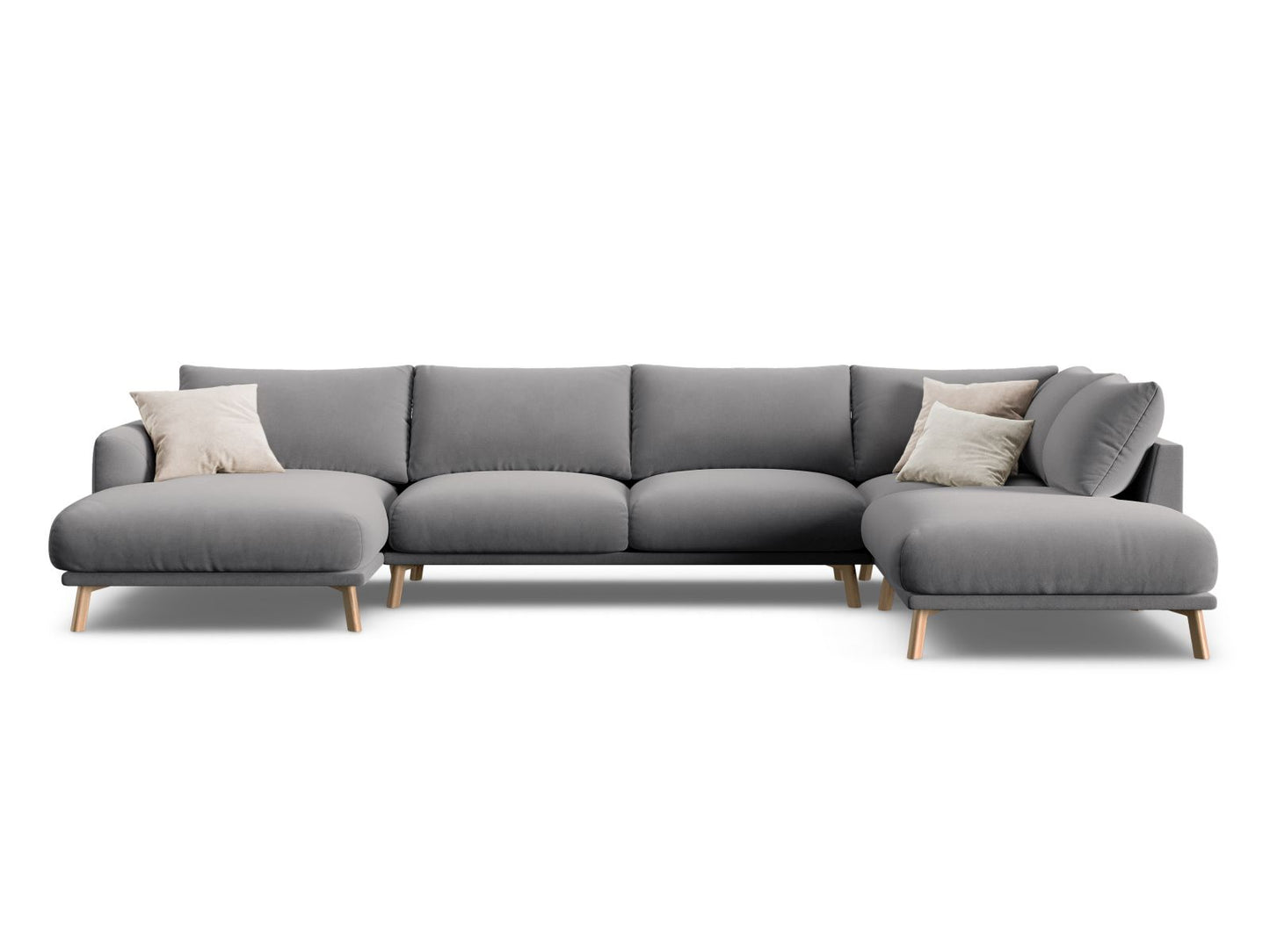 Naomi Panoramic Corner Sofa, 6 Seats, 365x235 cm — Grey / Right